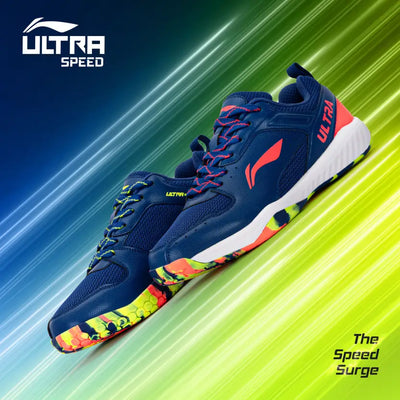 LINING ULTRA SPEED BADMINTON SHOE(NAVY BLUE\ORANGE LIME)