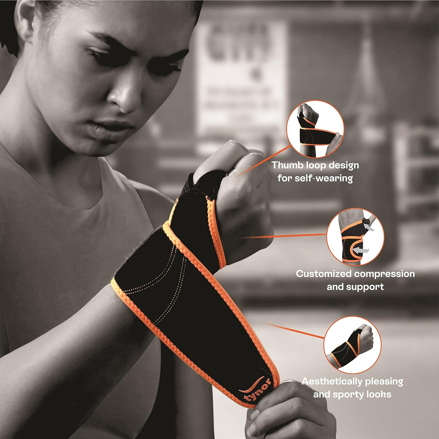 tynor wrist support with thumb loop (neo)