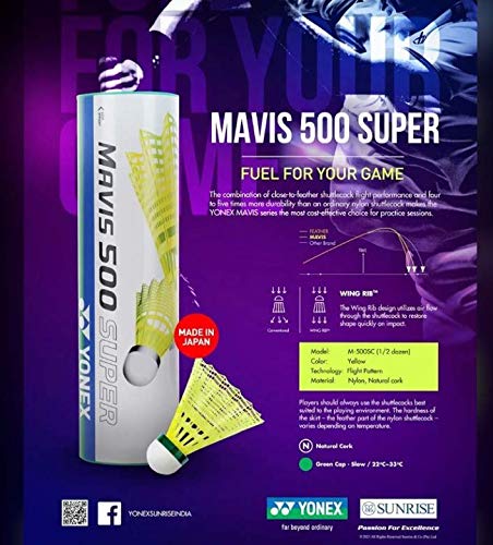 yonex mavis 500 super pack of 2 tube