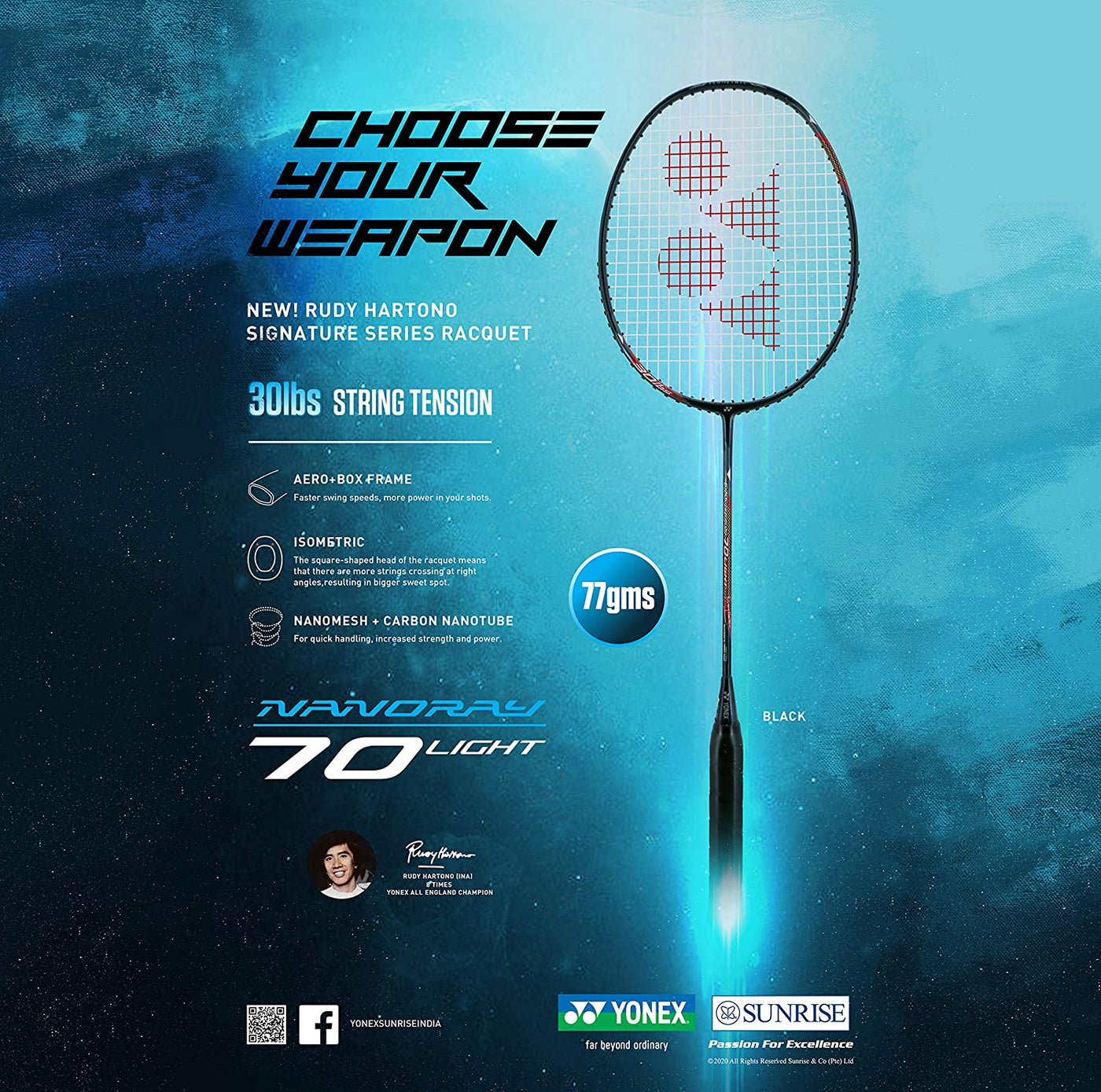 YONEX NANORAY 70 LIGHT badmintion racquet